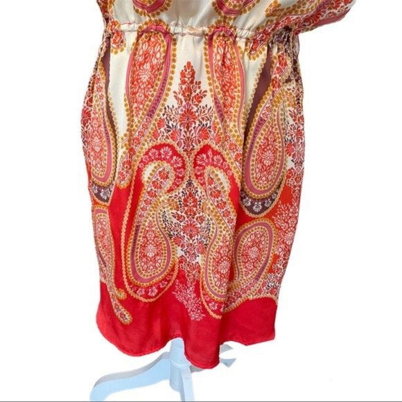 MNG By Mango Paisley Print Orange Dress Size 6 - Picture 3 of 8